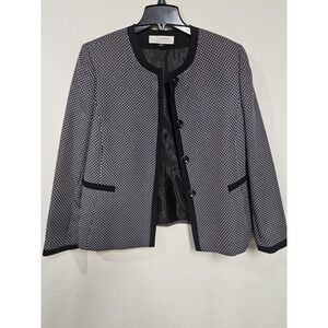 TAHARI Arthur S. Levine Button Up Front Polyurethane Trim Blazer Size 14